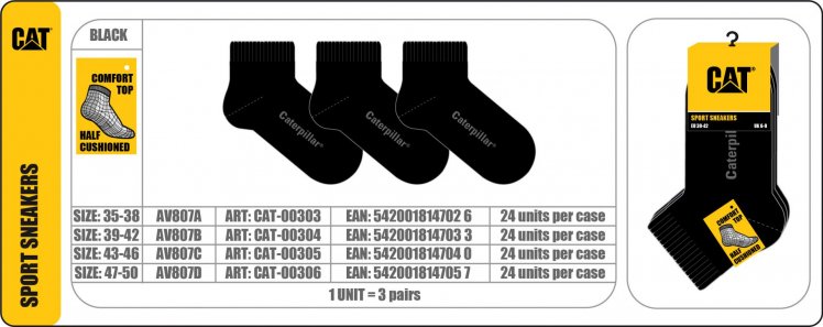 Caterpillar Zokni CAT AV807C Sport bokazokni 3ppk CAT-00305