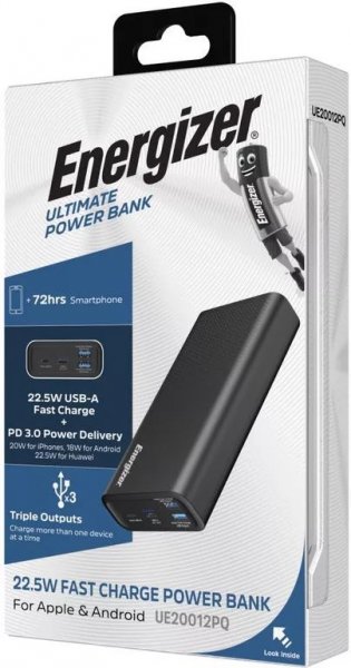 ENERGIZER ULTIMATE 20000 MAH POWERBANK 22,5W GYORSTÖLTŐ UE20012PQ