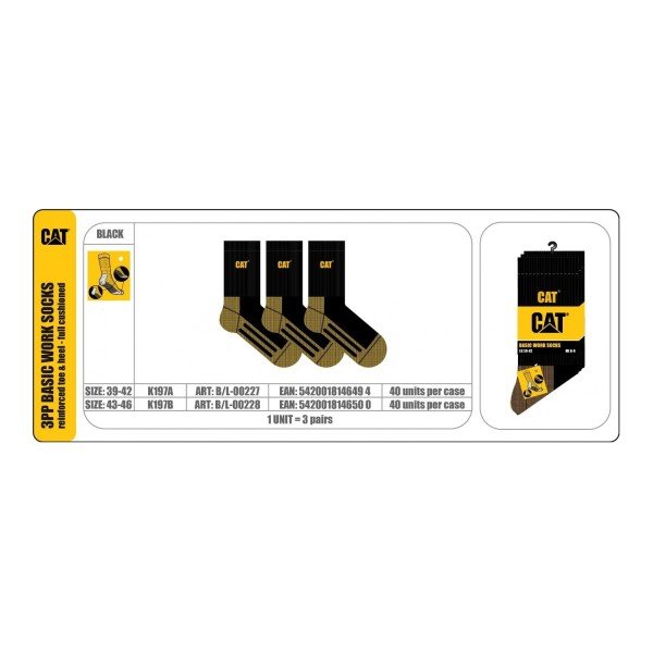 Caterpillar Zokni CAT K197A 3-pack munkazokni BL-00227 