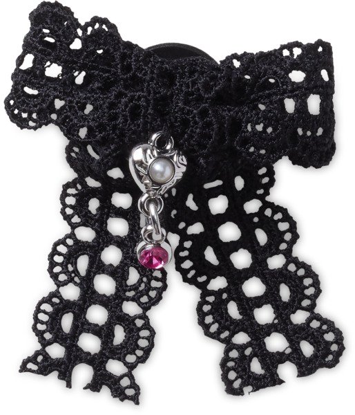 Crocs Jibbitz Black Lace Bow Silver Heart 10014627