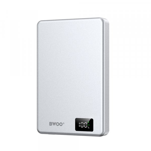 BWOO P76 mágneses powerbank 10000mAh, 20W, ezüst