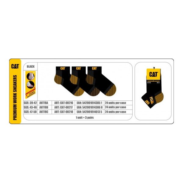 Caterpillar Zokni AV778B Caterpillar Premium Munka Bokazokni 3-pack CAT-00217