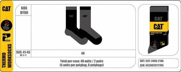 Caterpillar Zokni CAT-240A-214A thermo work socks CAT-240A-214A DYK86 Black/Gray 2-pack