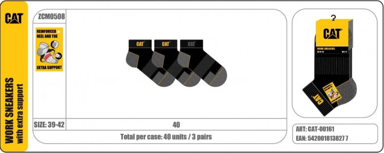 Caterpillar Zokni CAT ZCM0509 3-pack rövid munkazokni CAT-00162