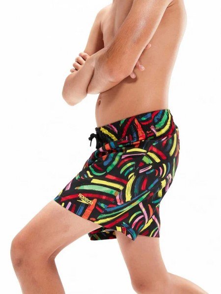 Speedo Gyerek Úszóshort DIGI PRT 13" WSHT JM BLACK/RED (UK) 8-00318914247