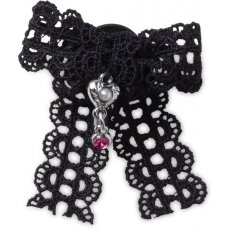 Crocs Jibbitz Black Lace Bow Silver Heart 10014627