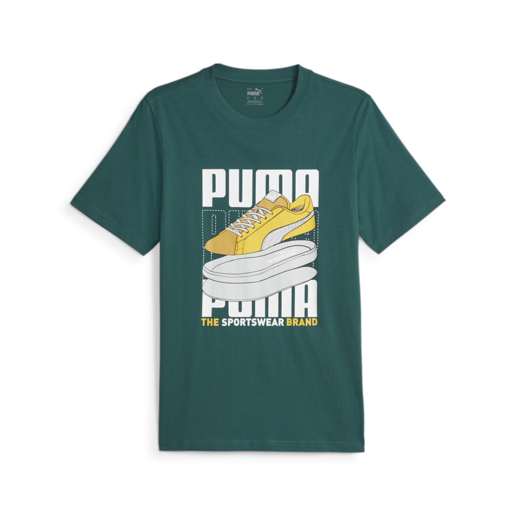 Puma Férfi Póló GRAPHICS Sneaker Tee Malachite 677186-43 - S