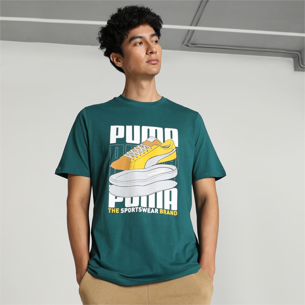 Puma Férfi Póló GRAPHICS Sneaker Tee Malachite 677186-43 - S