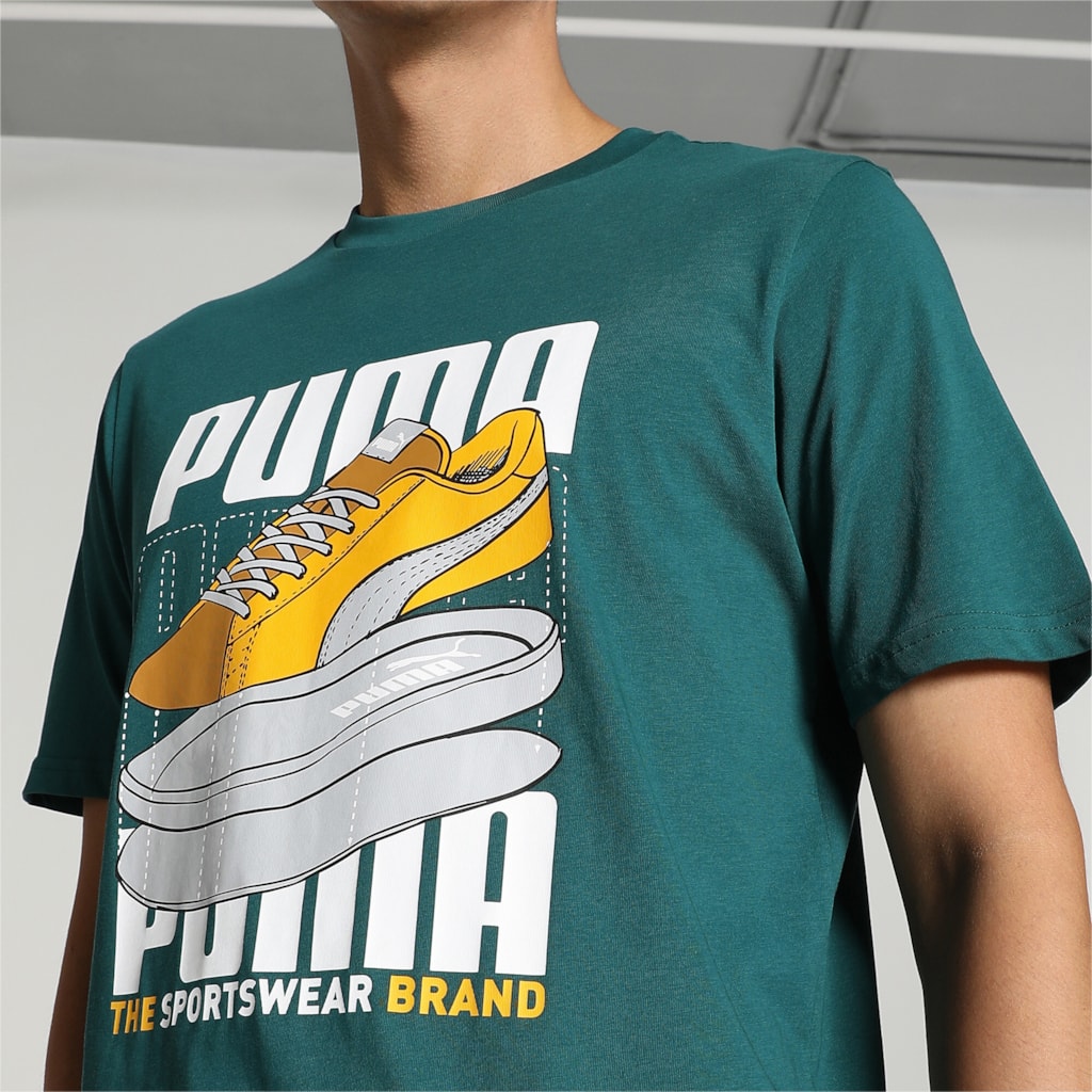 Puma Férfi Póló GRAPHICS Sneaker Tee Malachite 677186-43 - S