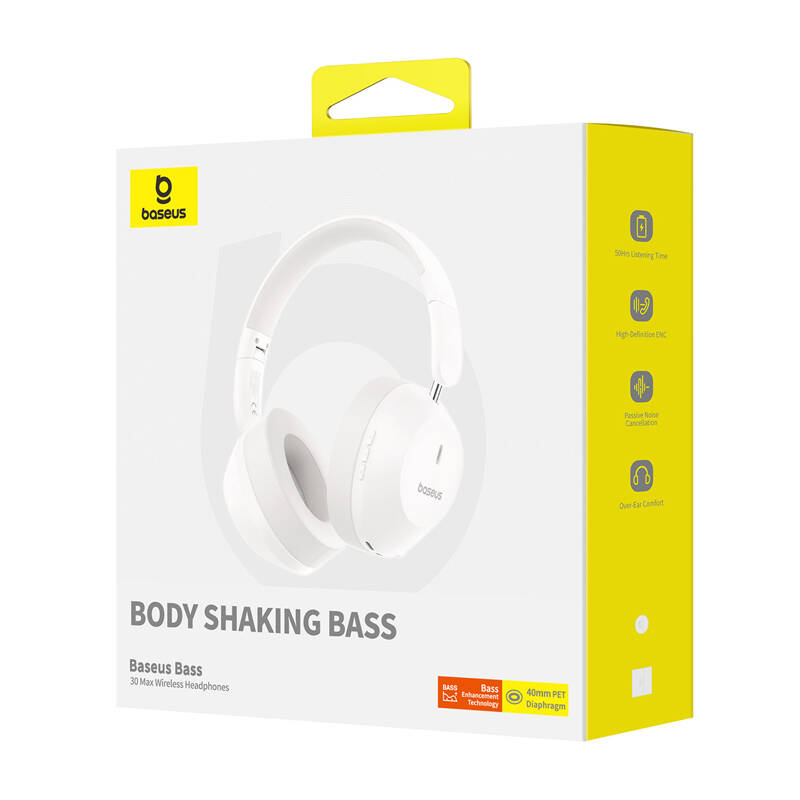 Baseus Bass 30 Max Bluetooth Fejhallgató Fehér