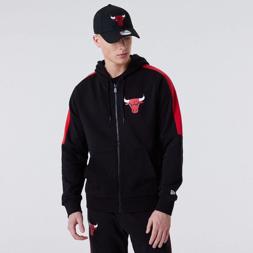 New Era Férfi Cipzáras Pulóver PULOVER NBA FZ PANEL DETAIL HOODY CHIBUL BLK 60292313 - S