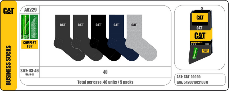 Caterpillar Zokni CAT AV229 Business zokni 5ppk CAT-00095 - 43-46