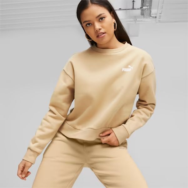 Puma Női Pulóver ESS+ Relaxed Small Logo Crew FL Sand Dun 676801-84 - M