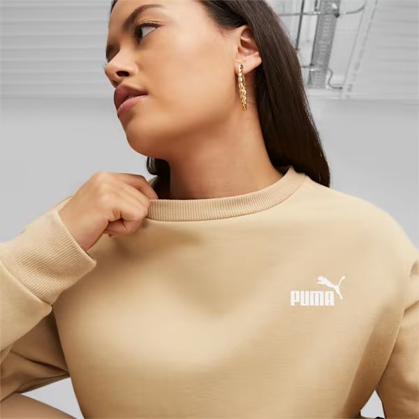 Puma Női Pulóver ESS+ Relaxed Small Logo Crew FL Sand Dun 676801-84 - M