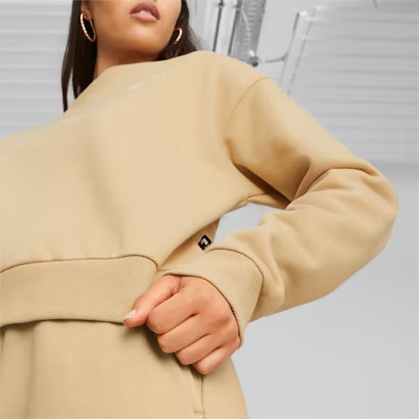 Puma Női Pulóver ESS+ Relaxed Small Logo Crew FL Sand Dun 676801-84 - M