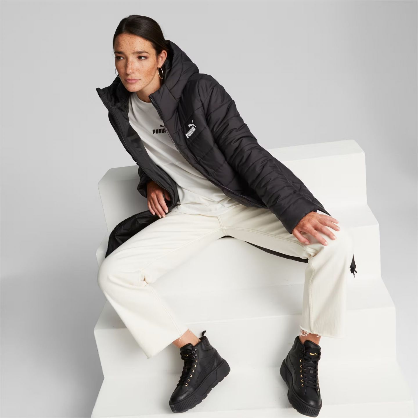 Puma Női Kabát ESS Hooded Padded Coat Puma Black 848942-01 - M